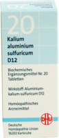 BIOCHEMIE DHU 20 Kalium alum.sulfur.D 12 Tabletten